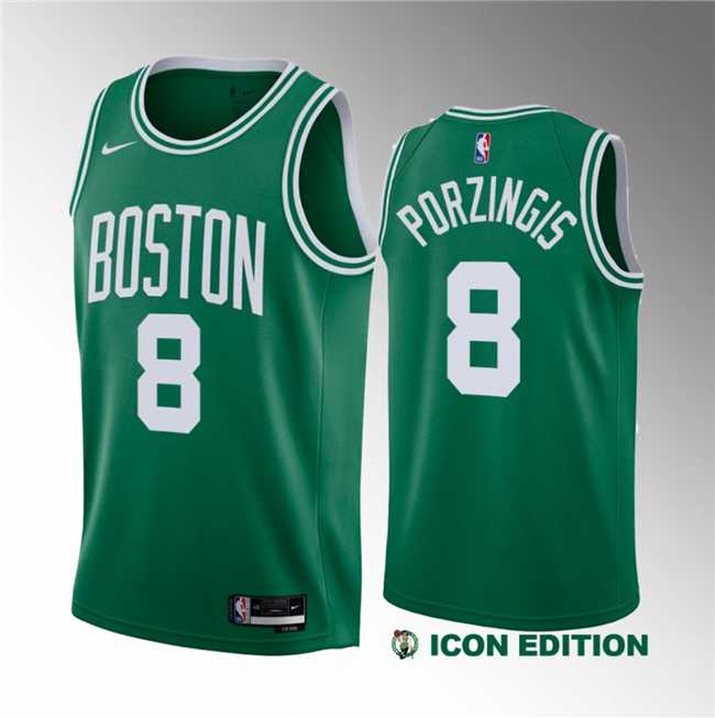 Men%27s Boston Celtics #8 Kristaps Porzingis Green 2023 Draft Icon Edition Stitched Basketball Jersey Dzhi->atlanta hawks->NBA Jersey